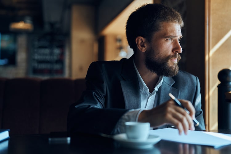 Man planning his next move.